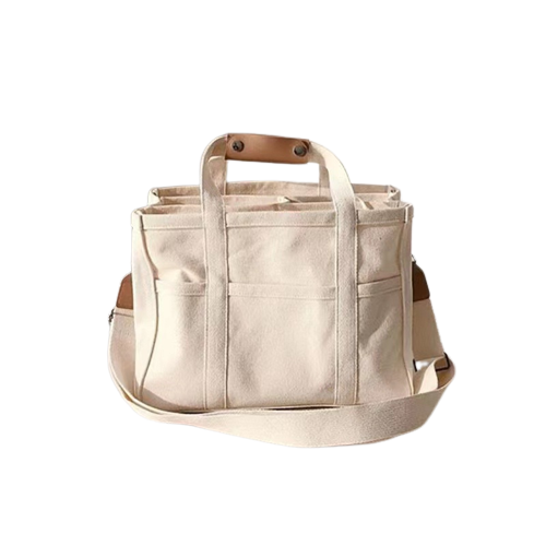 Qurlon Large Capacity Multi-pocket Casual Canvas Bag   Versatile Shoulder Crossbody Tote Bag  