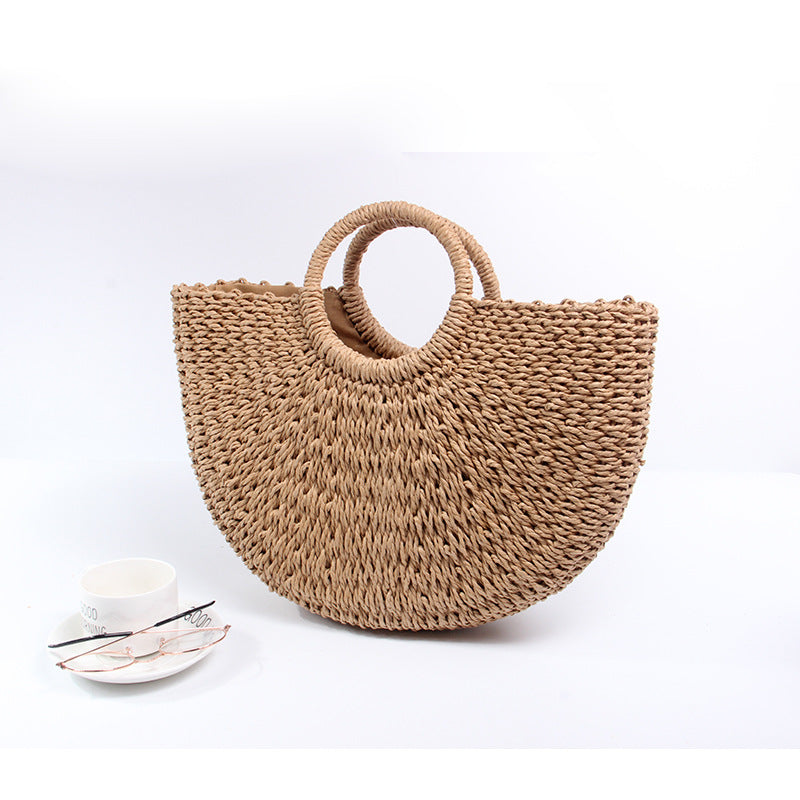 Qurlon Minimalist Drawstring Design Straw Bag